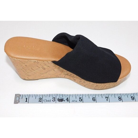 SONOMA Life & Style black textile slip on high heel sandals woman's size 6, NEW! - Picture 7 of 8